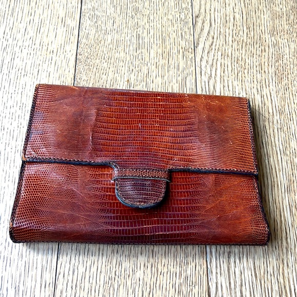 Vintage Jean Krieger Genuine Alligator Leather Flap Clutch Purse - Picture 2 of 7